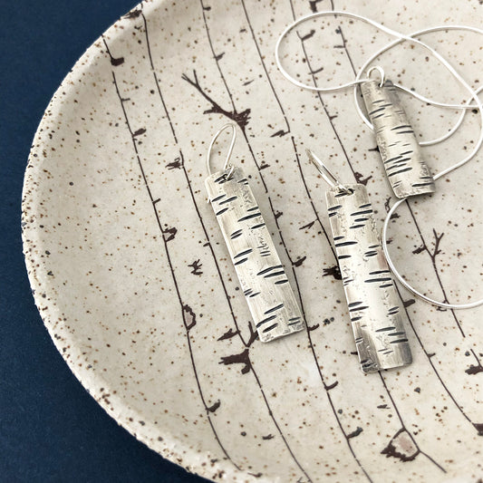Birch Jewelry Dish and Birch Earrings and Birch Pendant - PREORDER
