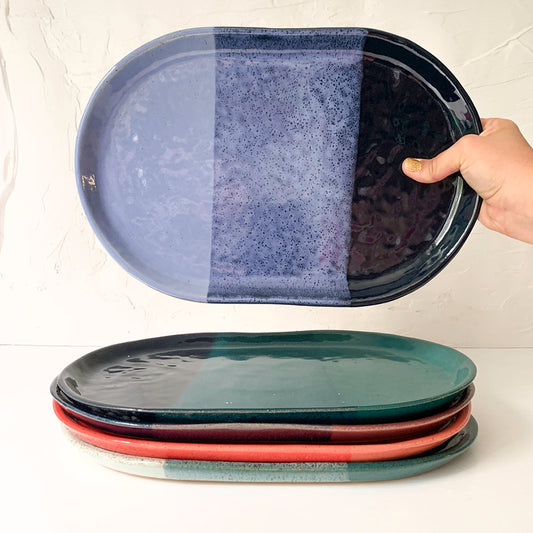 Longer Nights Large Oval Stoneware Platter - Available in Assorted Colors