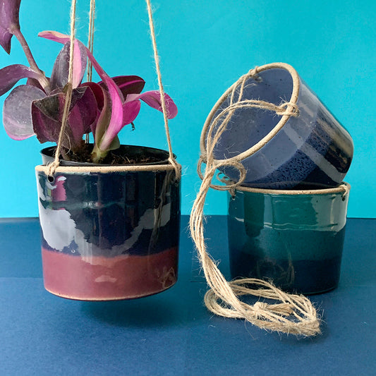 Longer Nights Hanging Stoneware Planter - Available in Assorted Colors