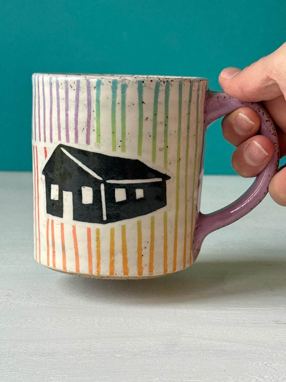 Barn Mug - Colorful Lines - MADE TO ORDER
