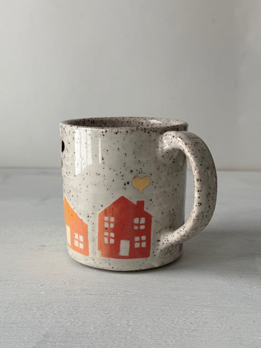 Houses with Gold Hearts Mug