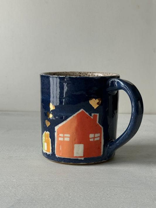 Houses with Gold Hearts Mug
