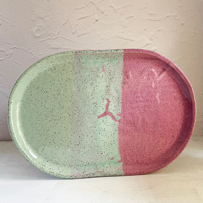 Brighter Days Large Oval Stoneware Platter - Glaze Defect