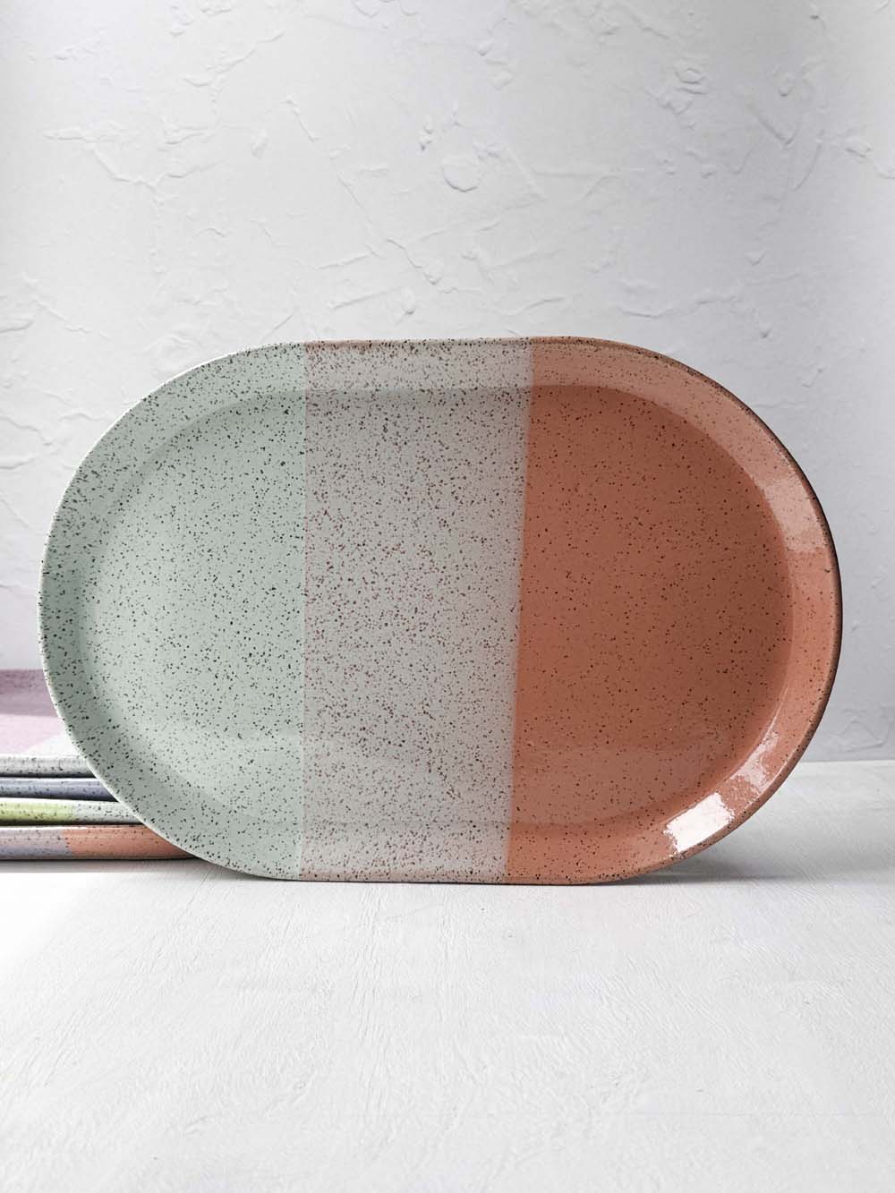 Brighter Days Large Oval Stoneware Tray