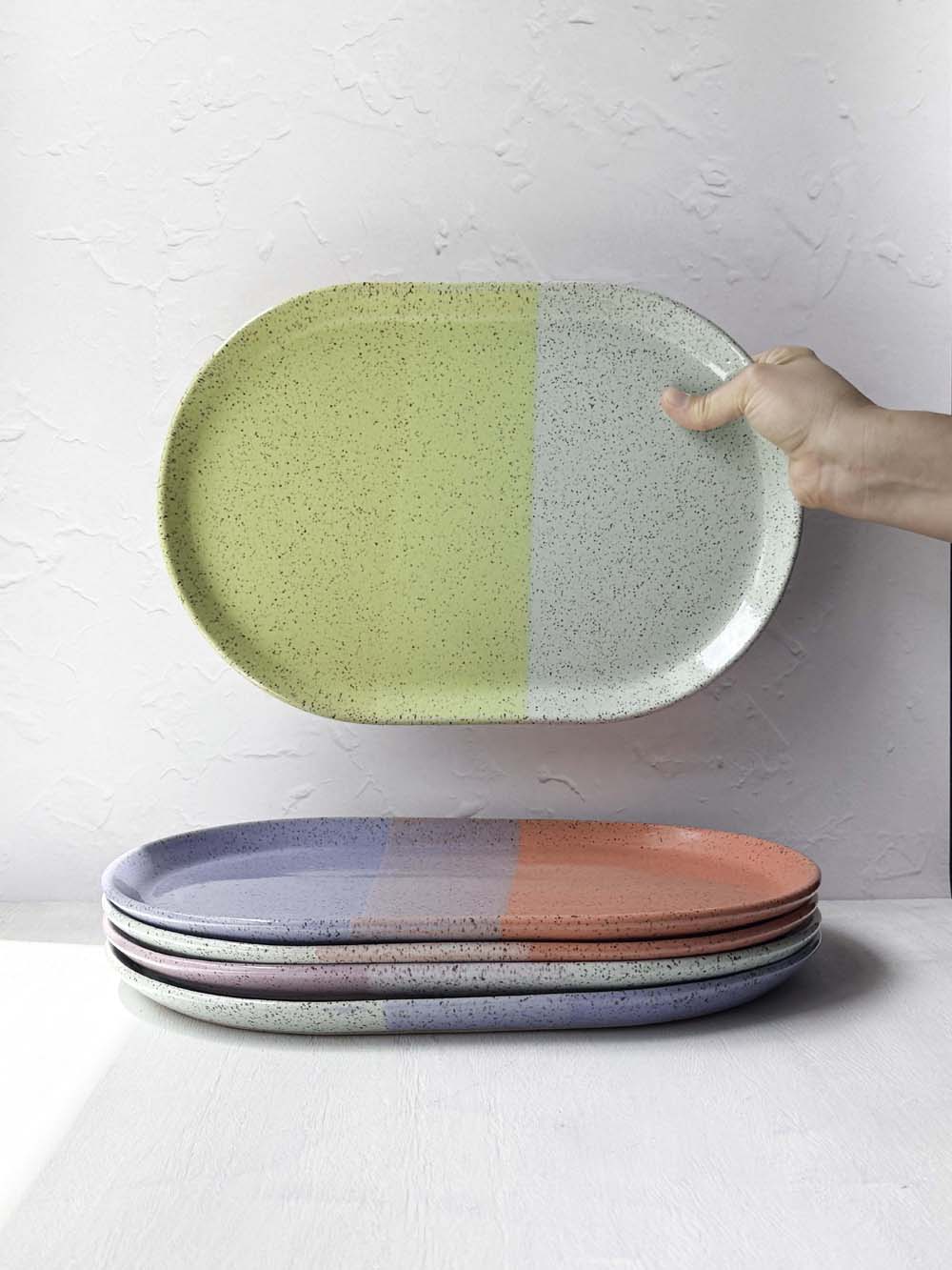 Brighter Days Large Oval Stoneware Tray