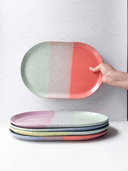 Brighter Days Large Oval Stoneware Tray