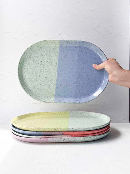 Brighter Days Large Oval Stoneware Tray