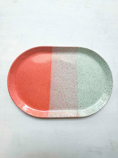 Brighter Days Large Oval Stoneware Tray