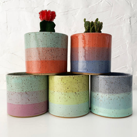 NEW SIZE - Brighter Days Small Stoneware Planter - Available in Assorted Colors