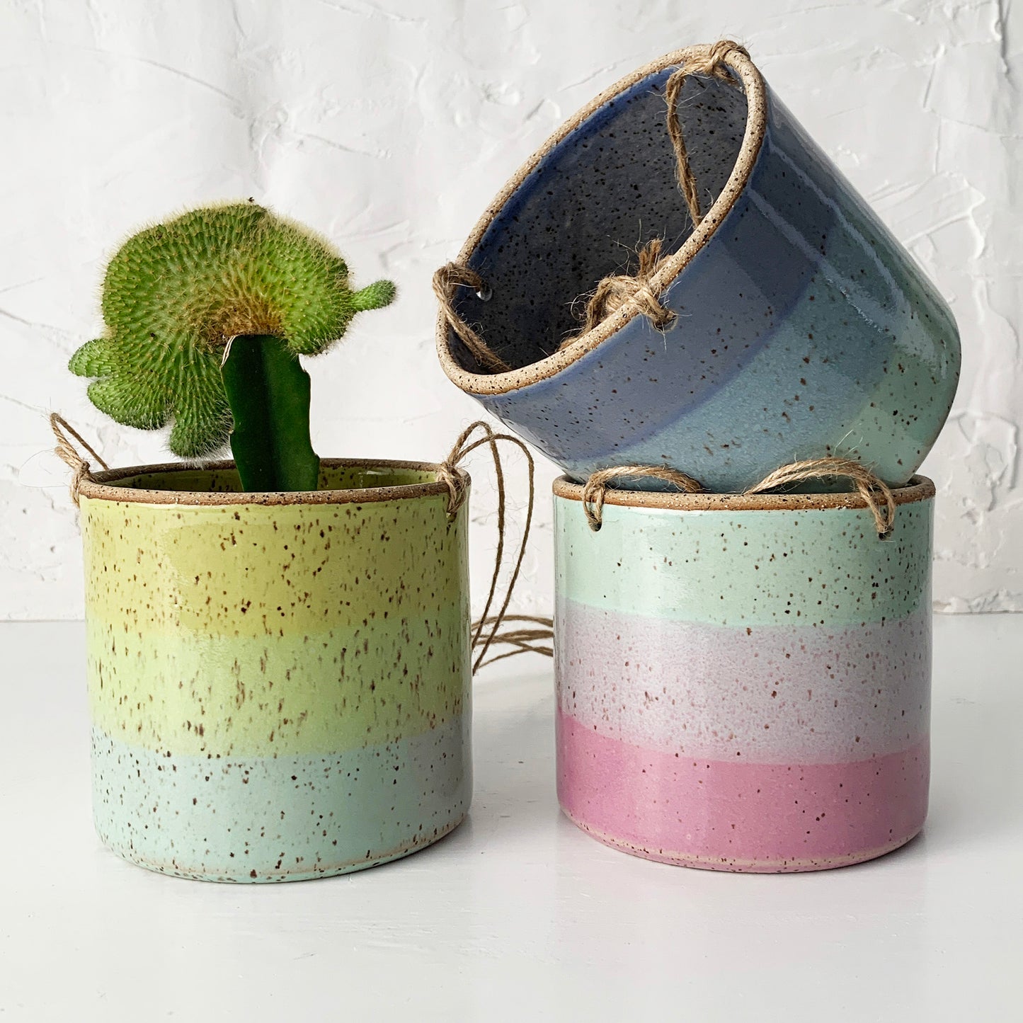 NEW SIZE - Brighter Days Hanging Stoneware Planter - Available in Assorted Colors