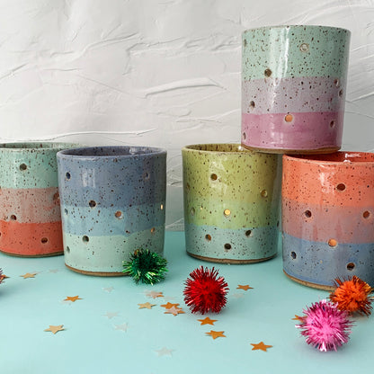 Brighter Days Stoneware Candle Holders - Available in Assorted Colors