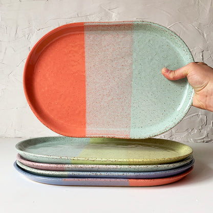 WHOLESALE Brighter Days Large Oval Stoneware Platter - Available in Assorted Colors