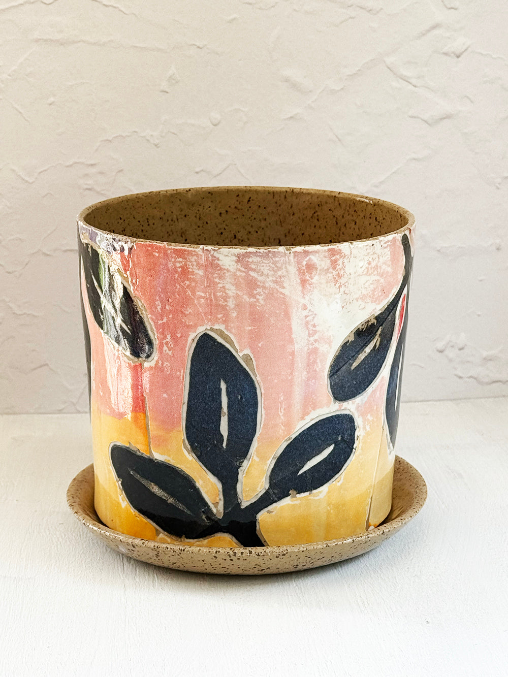 Medium Stoneware Planter with Saucer