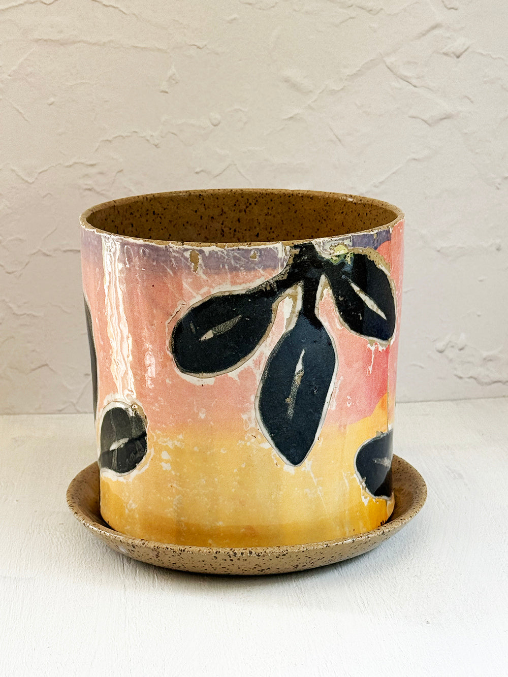 Medium Stoneware Planter with Saucer