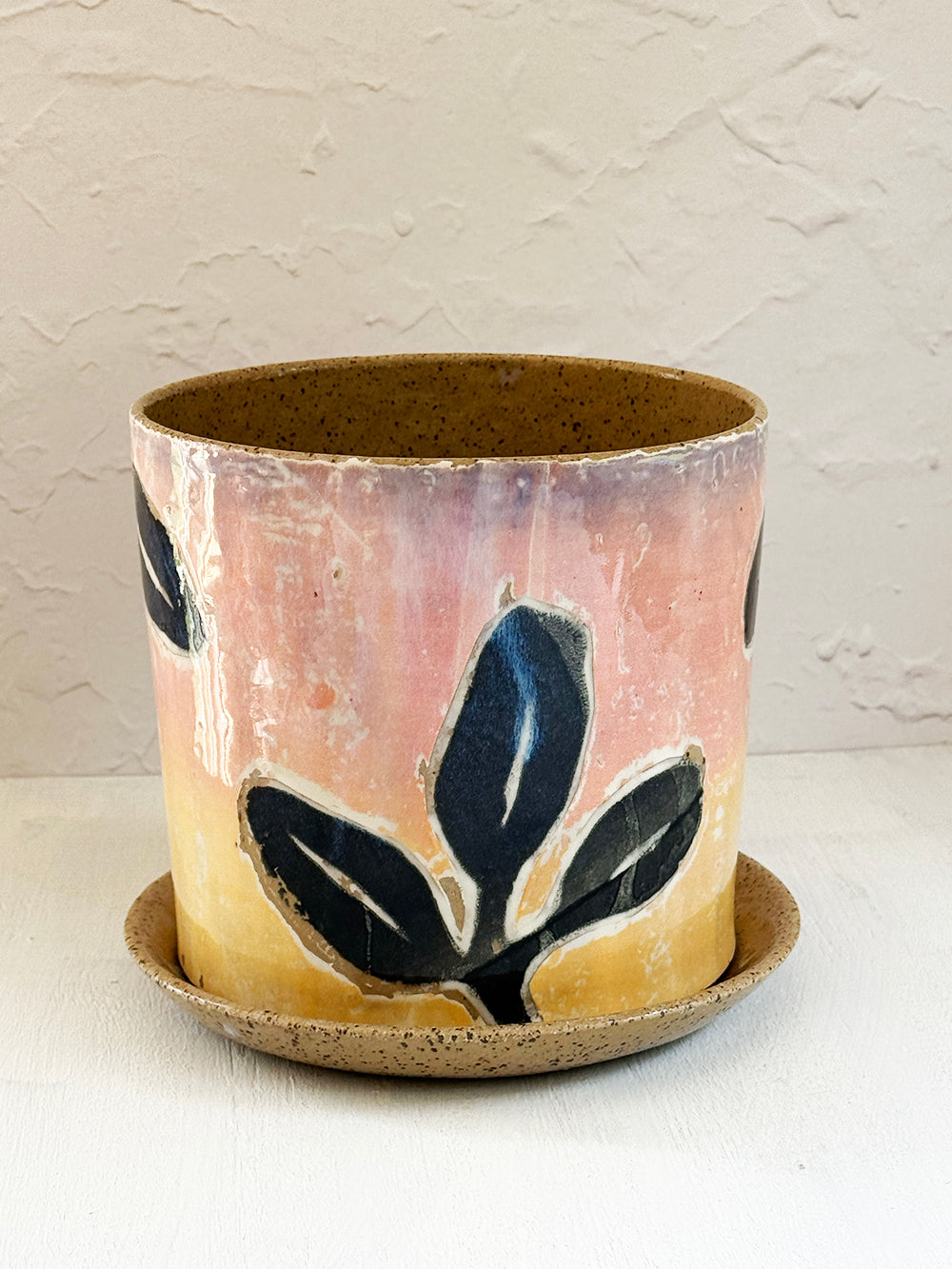 Medium Stoneware Planter with Saucer