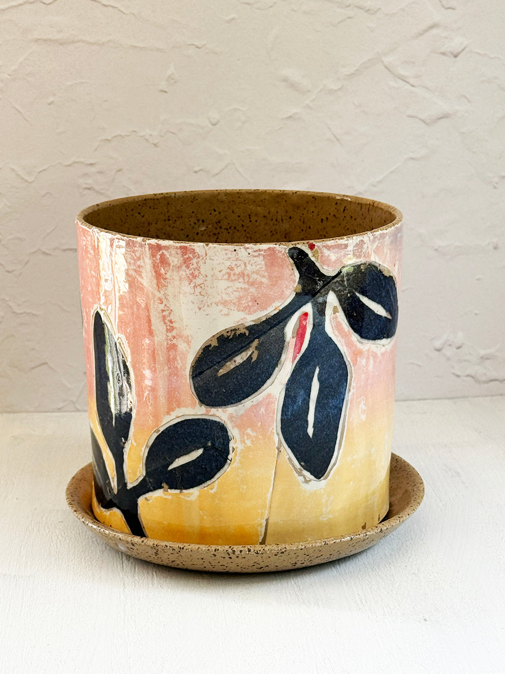 Medium Stoneware Planter with Saucer