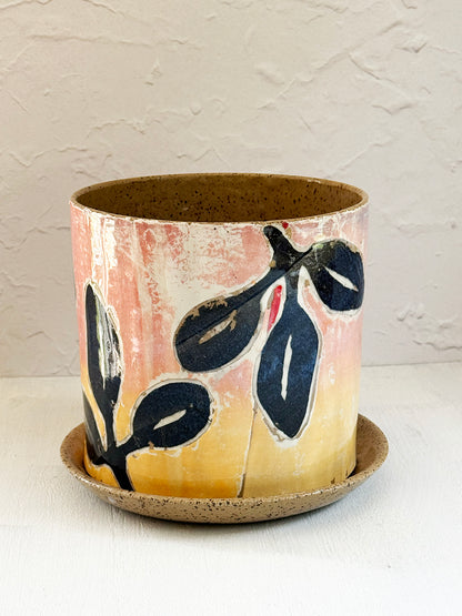 Medium Stoneware Planter with Saucer