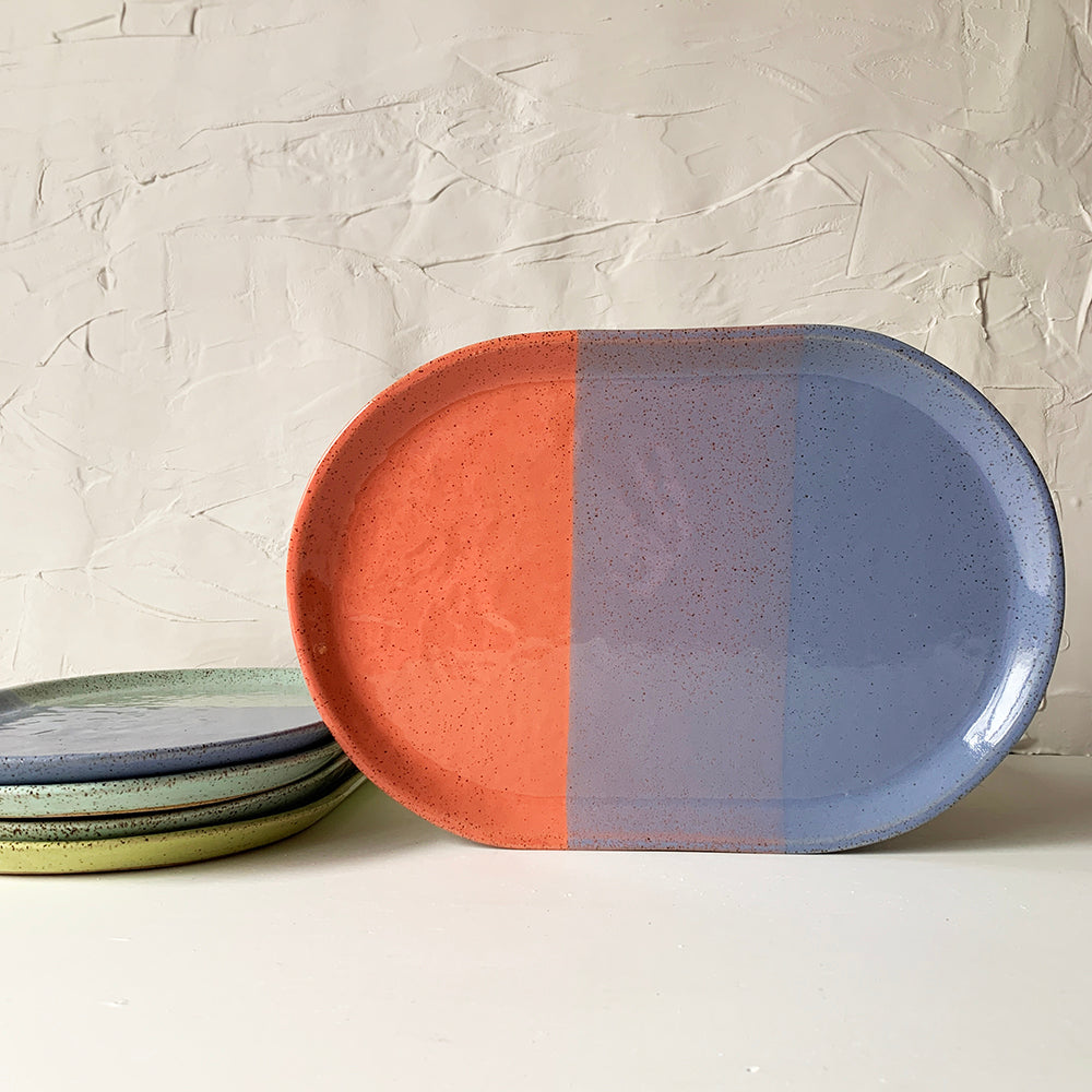 Brighter Days Large Oval Stoneware Platter - Available in Assorted Colors