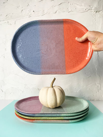 Brighter Days Large Oval Stoneware Platter - Available in Assorted Colors