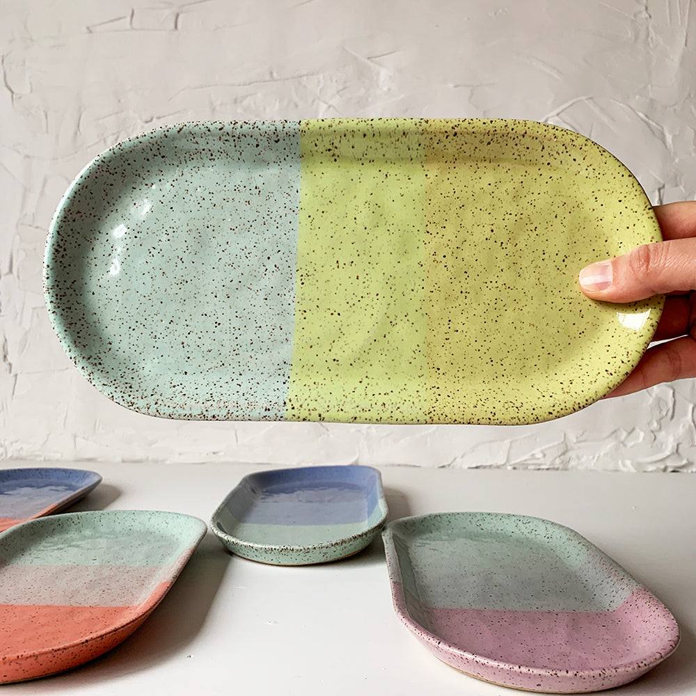 Brighter Days Small Oval Stoneware Platter - Available in Assorted Colors