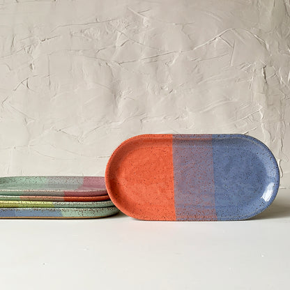 Brighter Days Small Oval Stoneware Platter - Available in Assorted Colors